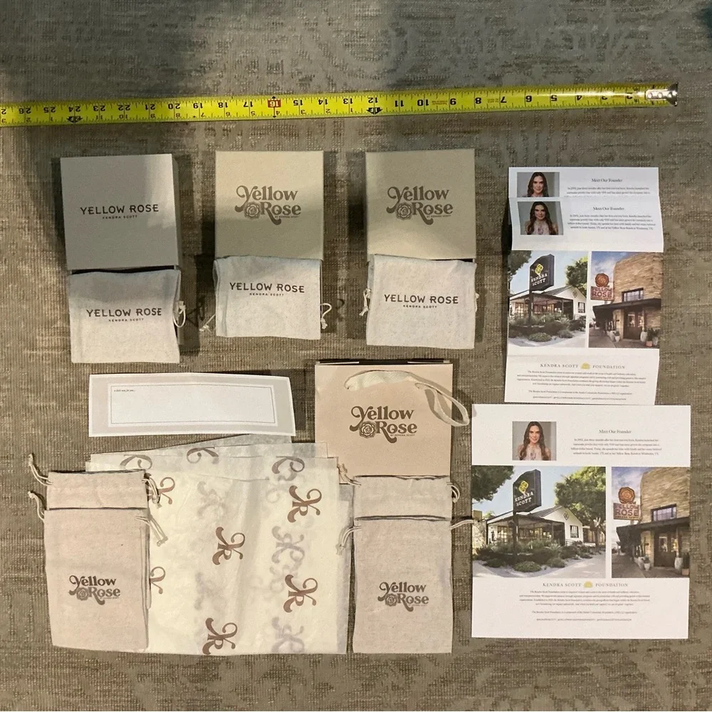 Kendra Scott Yellow Rose Gift Boxes and Cloth Bags